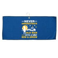 Never Underestimate An Old Man With A Bow & Arrow Large Microfiber Waffle Golf Towel