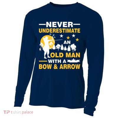 Never Underestimate An Old Man With A Bow & Arrow Cooling Performance Long Sleeve Crew