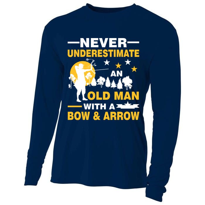 Never Underestimate An Old Man With A Bow & Arrow Cooling Performance Long Sleeve Crew