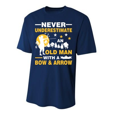 Never Underestimate An Old Man With A Bow & Arrow Performance Sprint T-Shirt