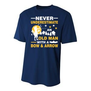 Never Underestimate An Old Man With A Bow & Arrow Youth Performance Sprint T-Shirt