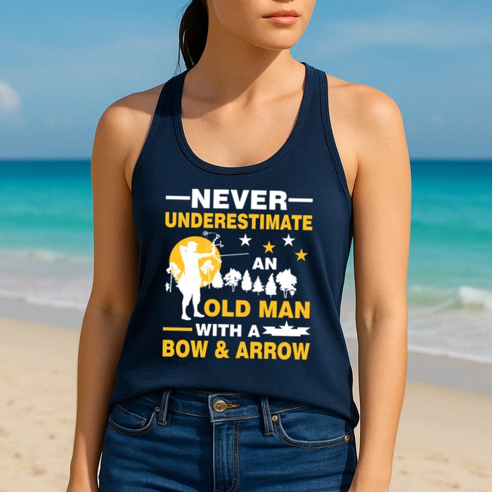 Never Underestimate An Old Man With A Bow & Arrow Womens Tank Top