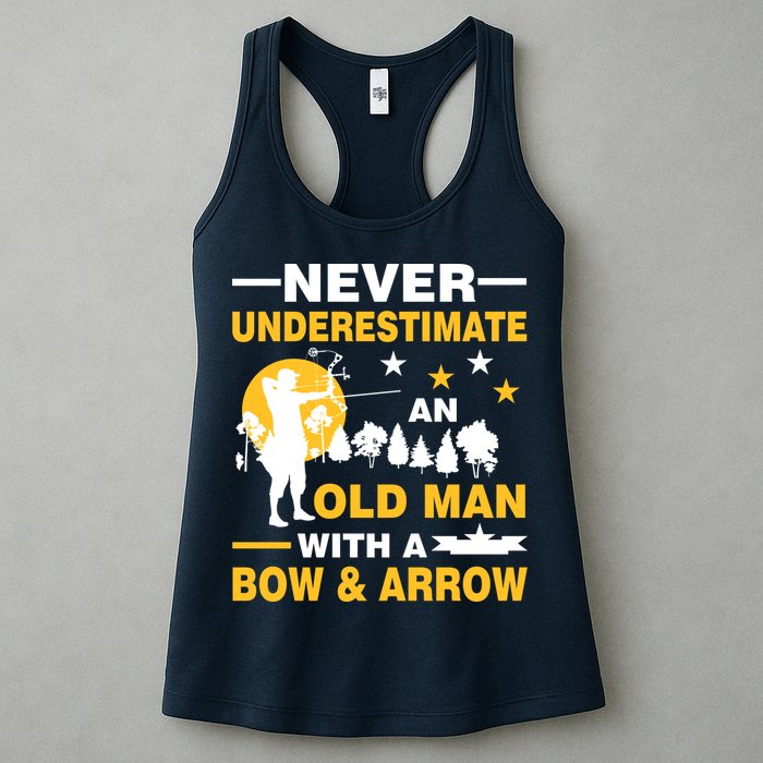 Never Underestimate An Old Man With A Bow & Arrow Womens Tank Top