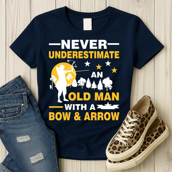 Never Underestimate An Old Man With A Bow & Arrow Womens T-Shirt