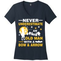Never Underestimate An Old Man With A Bow & Arrow Women's V-Neck T-Shirt