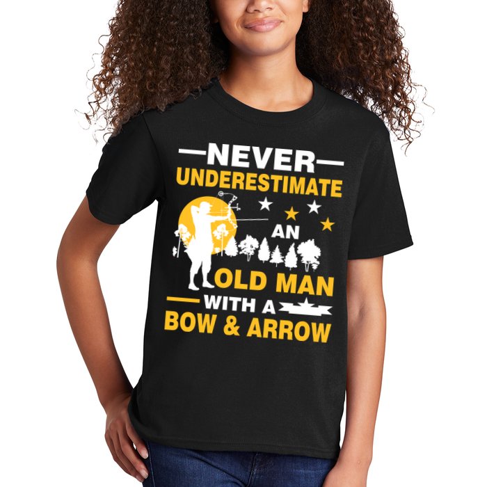 Never Underestimate An Old Man With A Bow & Arrow Kids T-Shirt