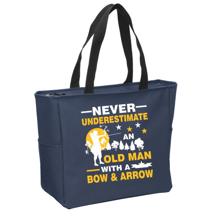 Never Underestimate An Old Man With A Bow & Arrow Zip Tote Bag