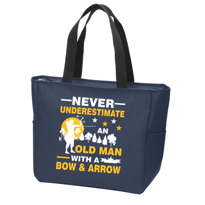 Never Underestimate An Old Man With A Bow & Arrow Zip Tote Bag