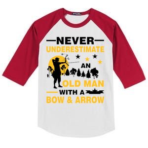 Never Underestimate An Old Man With A Bow & Arrow Kids Colorblock Raglan Jersey