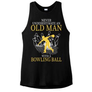 Never Underestimate An Old Man With A Bowling Ball Ladies PosiCharge Tri-Blend Wicking Tank