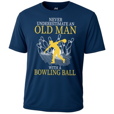 Never Underestimate An Old Man With A Bowling Ball Performance Shirt