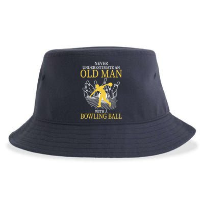 Never Underestimate An Old Man With A Bowling Ball Sustainable Bucket Hat