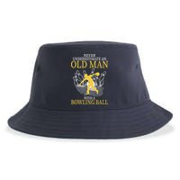Never Underestimate An Old Man With A Bowling Ball Sustainable Bucket Hat