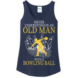 Never Underestimate An Old Man With A Bowling Ball Ladies Essential Tank