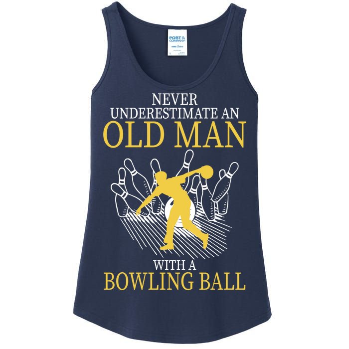 Never Underestimate An Old Man With A Bowling Ball Ladies Essential Tank