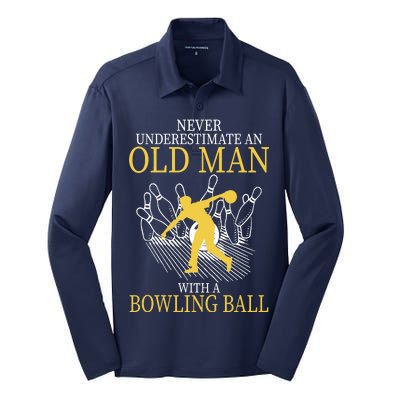 Never Underestimate An Old Man With A Bowling Ball Silk Touch Performance Long Sleeve Polo