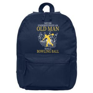 Never Underestimate An Old Man With A Bowling Ball 16 in Basic Backpack