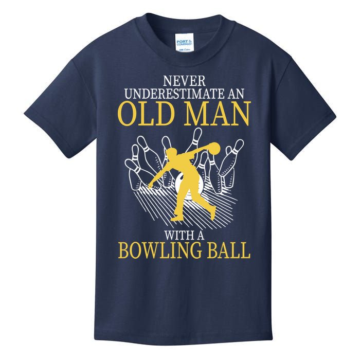 Never Underestimate An Old Man With A Bowling Ball Kids T-Shirt