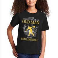 Never Underestimate An Old Man With A Bowling Ball Kids T-Shirt