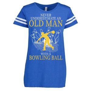 Never Underestimate An Old Man With A Bowling Ball Enza Ladies Jersey Football T-Shirt