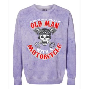 Never Underestimate An Old Man With A Motorcycle Colorblast Crewneck Sweatshirt