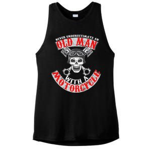 Never Underestimate An Old Man With A Motorcycle Ladies PosiCharge Tri-Blend Wicking Tank