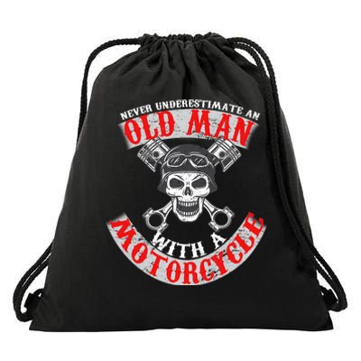 Never Underestimate An Old Man With A Motorcycle Drawstring Bag