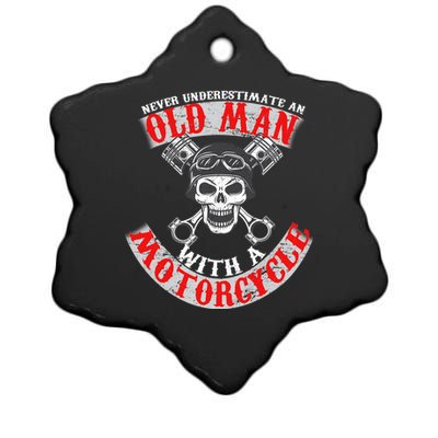 Never Underestimate An Old Man With A Motorcycle Ceramic Star Ornament