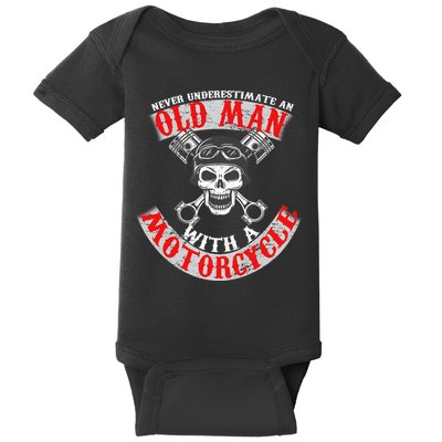 Never Underestimate An Old Man With A Motorcycle Baby Bodysuit