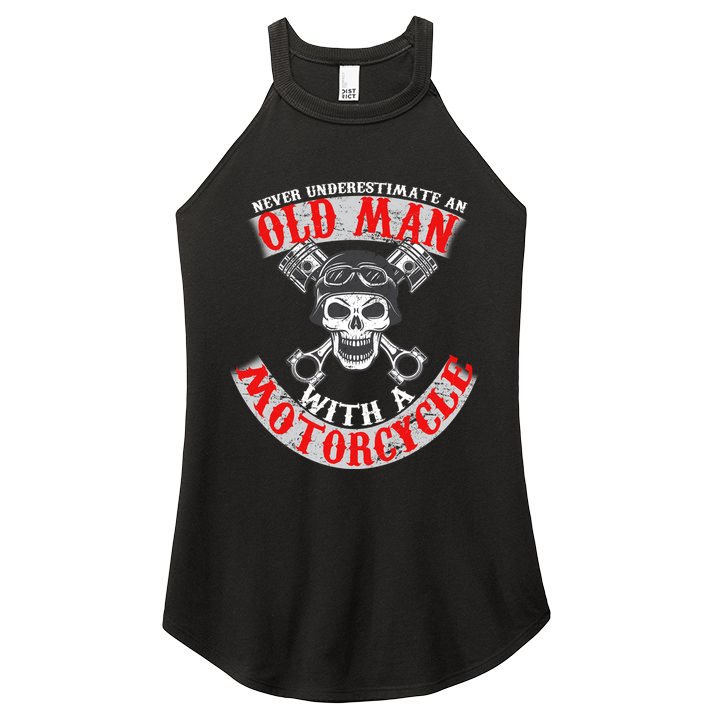 Never Underestimate An Old Man With A Motorcycle Women's Perfect Tri Rocker Tank