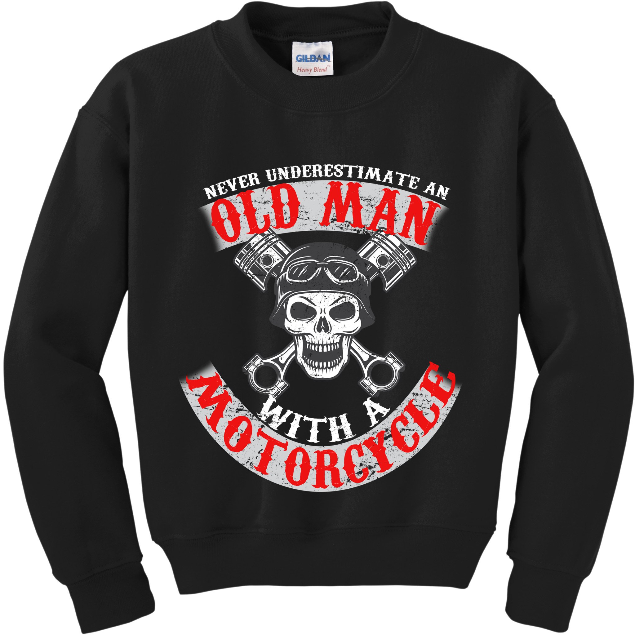 Never Underestimate An Old Man With A Motorcycle Kids Sweatshirt