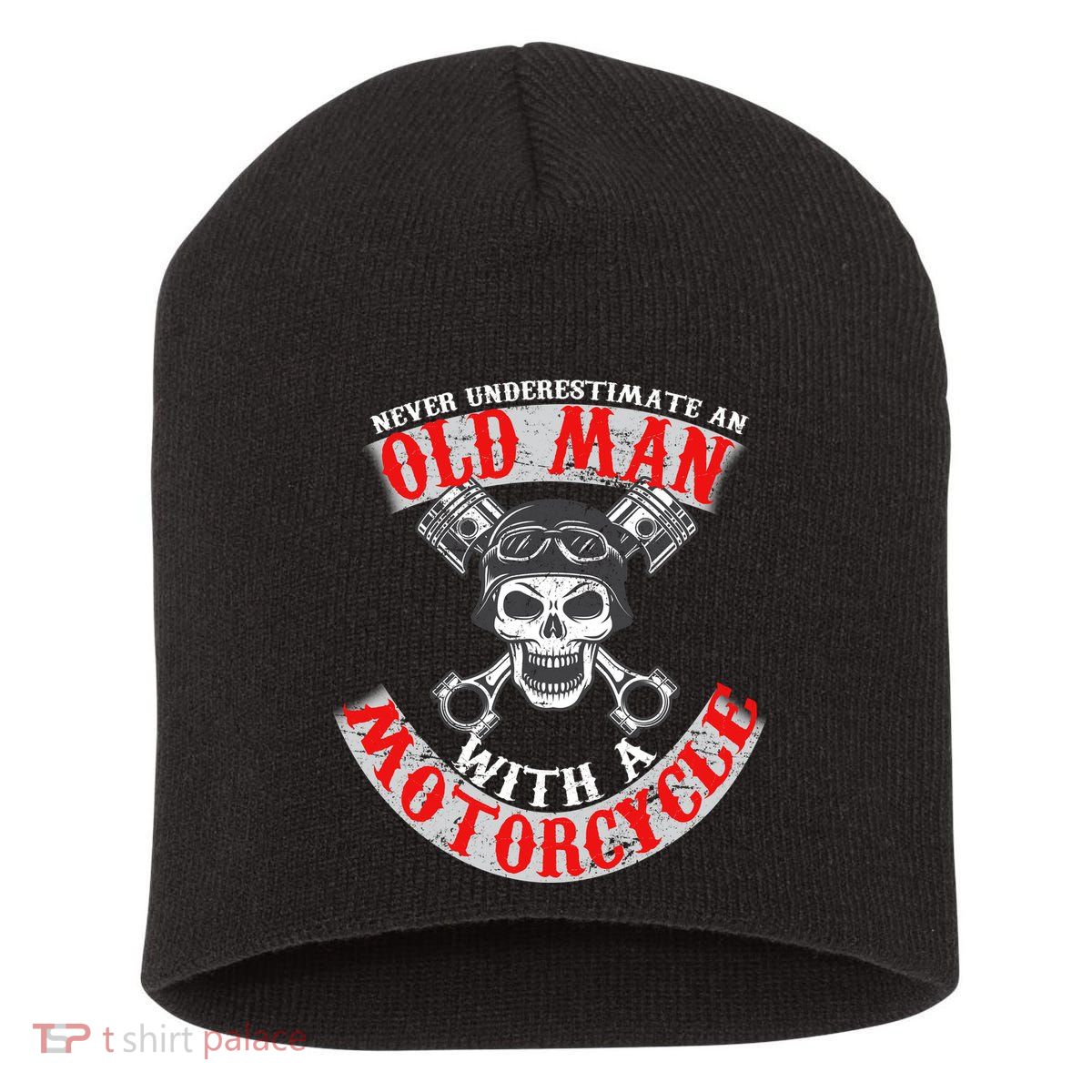 Never Underestimate An Old Man With A Motorcycle Short Acrylic Beanie