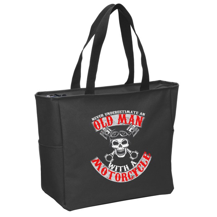 Never Underestimate An Old Man With A Motorcycle Zip Tote Bag