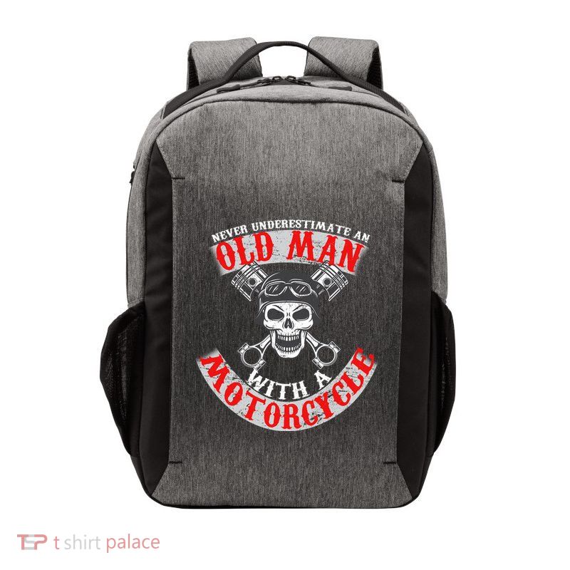 Never Underestimate An Old Man With A Motorcycle Vector Backpack