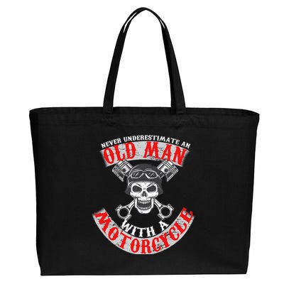 Never Underestimate An Old Man With A Motorcycle Cotton Canvas Jumbo Tote