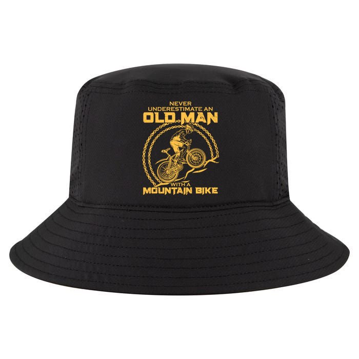 Never Underestimate An Old Man With A Mountain Bike Cool Comfort Performance Bucket Hat