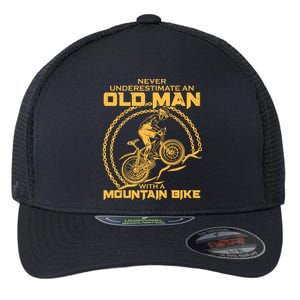 Never Underestimate An Old Man With A Mountain Bike Flexfit Unipanel Trucker Cap