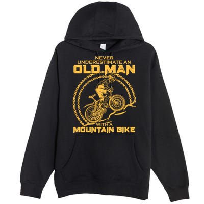 Never Underestimate An Old Man With A Mountain Bike Premium Pullover Hoodie