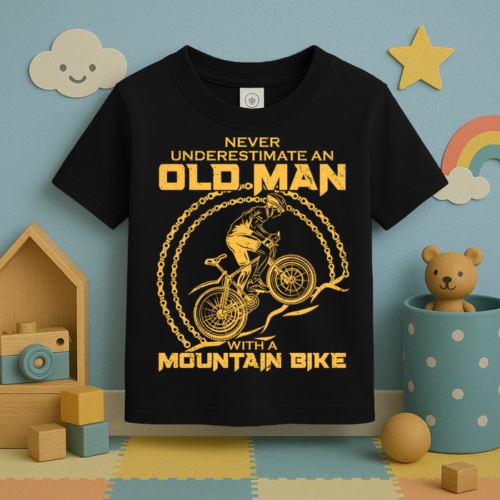 Never Underestimate An Old Man With A Mountain Bike Toddler T-Shirt