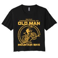 Never Underestimate An Old Man With A Mountain Bike Women's Crop Top Tee