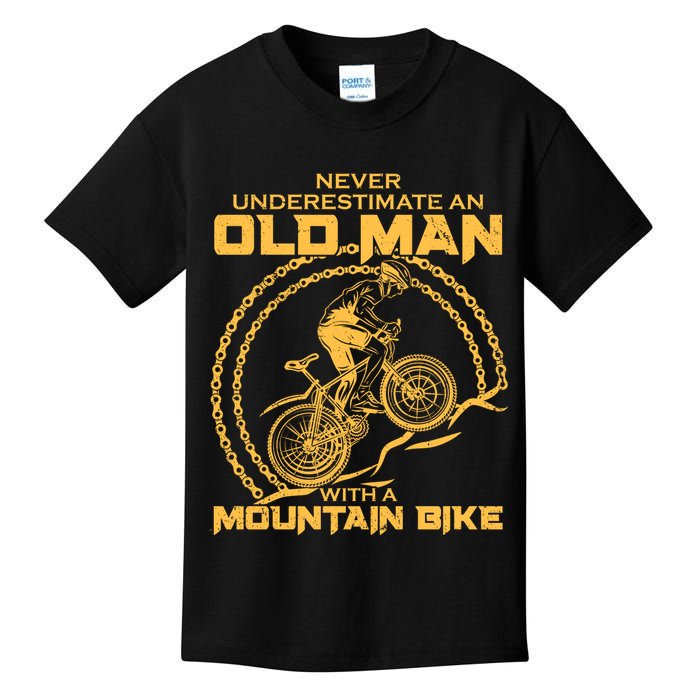 Never Underestimate An Old Man With A Mountain Bike Kids T-Shirt