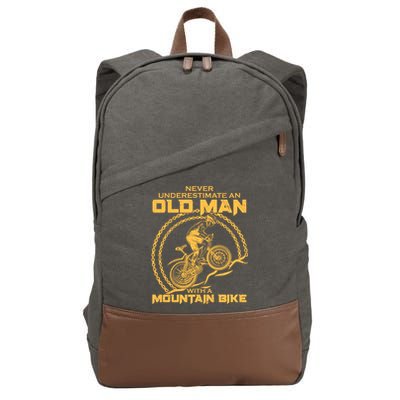 Never Underestimate An Old Man With A Mountain Bike Cotton Canvas Backpack