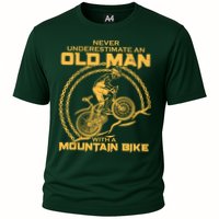 Never Underestimate An Old Man With A Mountain Bike Cooling Performance Crew T-Shirt