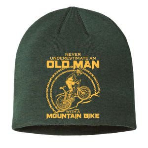 Never Underestimate An Old Man With A Mountain Bike Sustainable Beanie