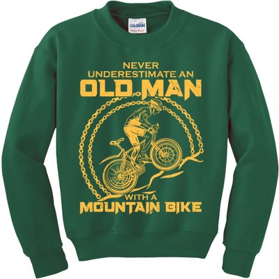 Never Underestimate An Old Man With A Mountain Bike Kids Sweatshirt