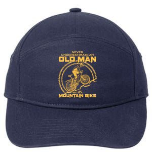 Never Underestimate An Old Man With A Mountain Bike 7-Panel Snapback Hat