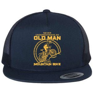 Never Underestimate An Old Man With A Mountain Bike Flat Bill Trucker Hat