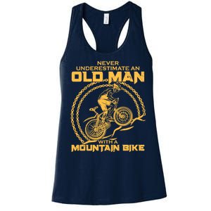 Never Underestimate An Old Man With A Mountain Bike Women's Racerback Tank