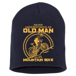 Never Underestimate An Old Man With A Mountain Bike Short Acrylic Beanie