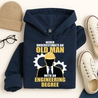 Never Underestimate An Old Man With An Engineering Degree Hoodie